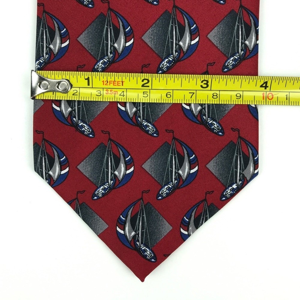 Utopia Men's Tie Handmade Dark Red Sail Boat Sailing Nautical Novelty Necktie 57 - Picture 7 of 8